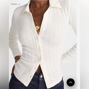 Madewell Pointelle-Knit Cardigan Top Vintage Ivory Button New XXL